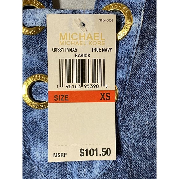 NEW MICHAEL KORS SCOOP KEY NECK PULLOVER TRUE NAVY DRESS‎ SIZE XS - Picture 4 of 5